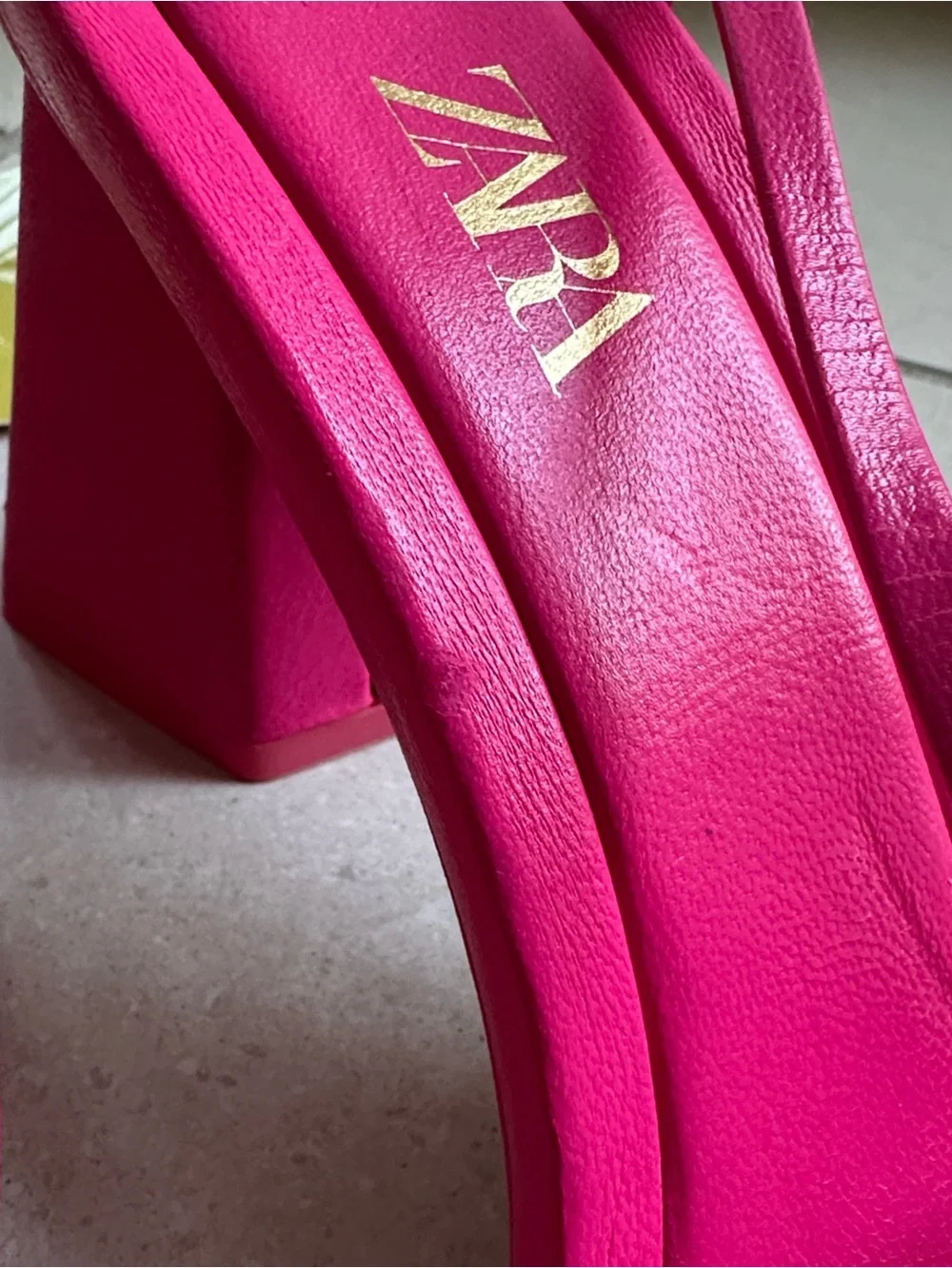 Zara Hot Pink Leather Ankle Strap Heels Sandals Size 37 US 6.5 NWT - Picture 3 of 9